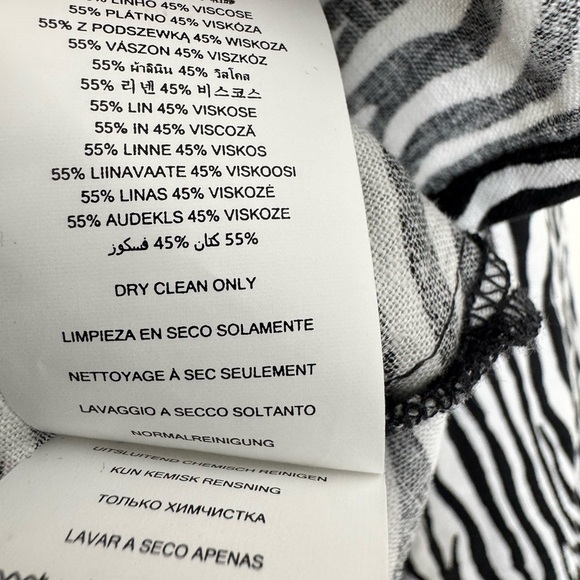 Michael Kors Womens Zebra Print Tunic Top XS Black Button Down Linen Blend NWT - Picture 11 of 14